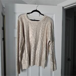 Crown & Ivy Elegant Cream Knit Sweater Size L